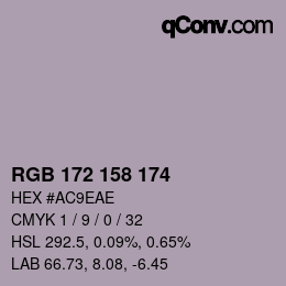 カラーコード: RGB 172 158 174 | qconv.com