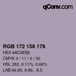 颜色代码: RGB 172 158 178 | qconv.com
