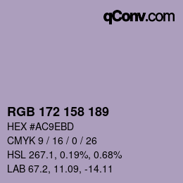 颜色代码: RGB 172 158 189 | qconv.com