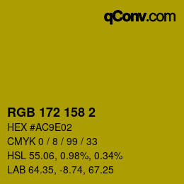 颜色代码: RGB 172 158 2 | qconv.com