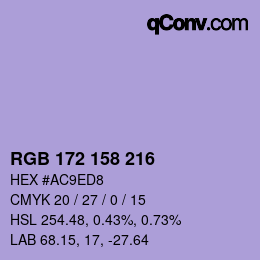 カラーコード: RGB 172 158 216 | qconv.com
