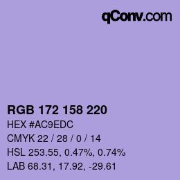 Color code: RGB 172 158 220 | qconv.com