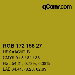 Código de color: RGB 172 158 27 | qconv.com