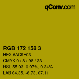 カラーコード: RGB 172 158 3 | qconv.com