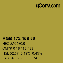 颜色代码: RGB 172 158 59 | qconv.com