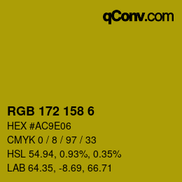 颜色代码: RGB 172 158 6 | qconv.com