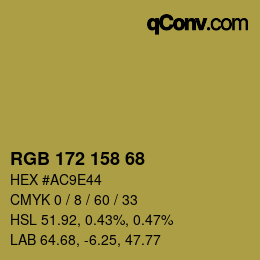 カラーコード: RGB 172 158 68 | qconv.com
