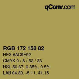 Color code: RGB 172 158 82 | qconv.com