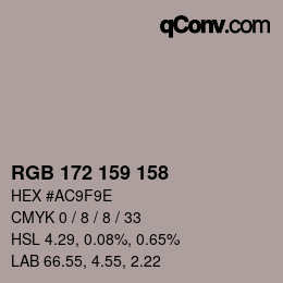 Color code: RGB 172 159 158 | qconv.com