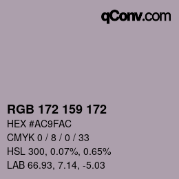 カラーコード: RGB 172 159 172 | qconv.com