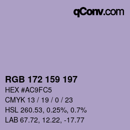Color code: RGB 172 159 197 | qconv.com