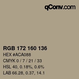 Color code: RGB 172 160 136 | qconv.com