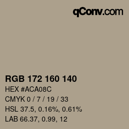 Color code: RGB 172 160 140 | qconv.com