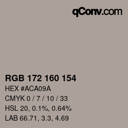 颜色代码: RGB 172 160 154 | qconv.com