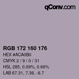 Color code: RGB 172 160 176 | qconv.com