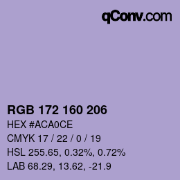 Color code: RGB 172 160 206 | qconv.com