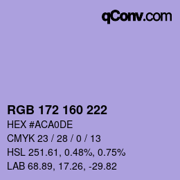 Color code: RGB 172 160 222 | qconv.com