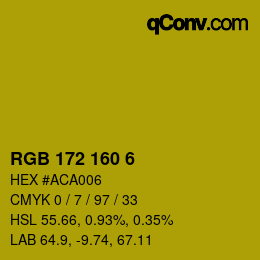 カラーコード: RGB 172 160 6 | qconv.com