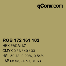 Color code: RGB 172 161 103 | qconv.com