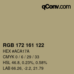 Color code: RGB 172 161 122 | qconv.com