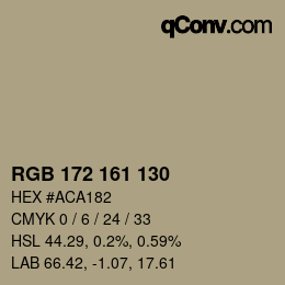 Color code: RGB 172 161 130 | qconv.com