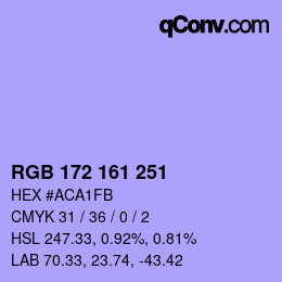Color code: RGB 172 161 251 | qconv.com
