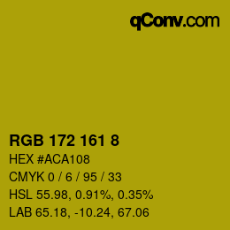 Color code: RGB 172 161 8 | qconv.com