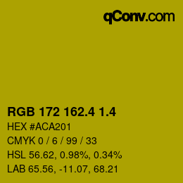 カラーコード: RGB 172 162.4 1.4 | qconv.com