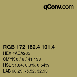カラーコード: RGB 172 162.4 101.4 | qconv.com