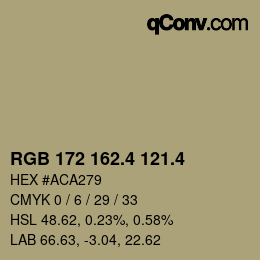 カラーコード: RGB 172 162.4 121.4 | qconv.com