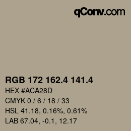 カラーコード: RGB 172 162.4 141.4 | qconv.com