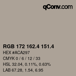 カラーコード: RGB 172 162.4 151.4 | qconv.com