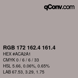 カラーコード: RGB 172 162.4 161.4 | qconv.com