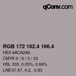 カラーコード: RGB 172 162.4 166.4 | qconv.com