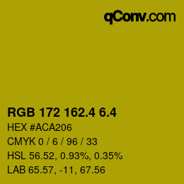 カラーコード: RGB 172 162.4 6.4 | qconv.com