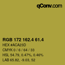 カラーコード: RGB 172 162.4 61.4 | qconv.com