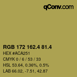 カラーコード: RGB 172 162.4 81.4 | qconv.com