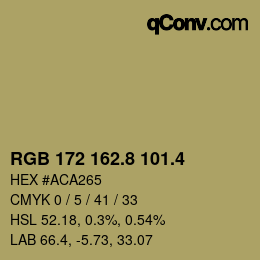 カラーコード: RGB 172 162.8 101.4 | qconv.com