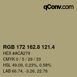 カラーコード: RGB 172 162.8 121.4 | qconv.com