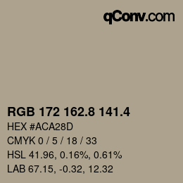 カラーコード: RGB 172 162.8 141.4 | qconv.com