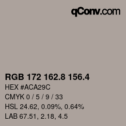 カラーコード: RGB 172 162.8 156.4 | qconv.com