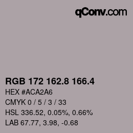 カラーコード: RGB 172 162.8 166.4 | qconv.com
