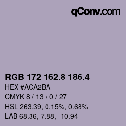 カラーコード: RGB 172 162.8 186.4 | qconv.com