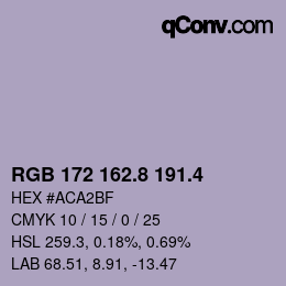 カラーコード: RGB 172 162.8 191.4 | qconv.com