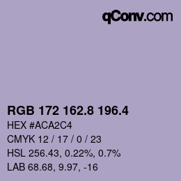カラーコード: RGB 172 162.8 196.4 | qconv.com