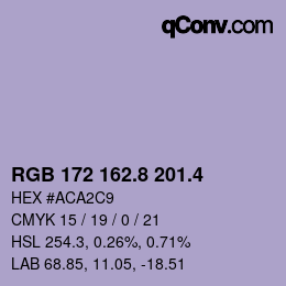 カラーコード: RGB 172 162.8 201.4 | qconv.com