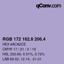 カラーコード: RGB 172 162.8 206.4 | qconv.com