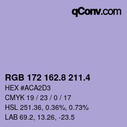 カラーコード: RGB 172 162.8 211.4 | qconv.com