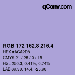 カラーコード: RGB 172 162.8 216.4 | qconv.com