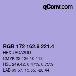 カラーコード: RGB 172 162.8 221.4 | qconv.com